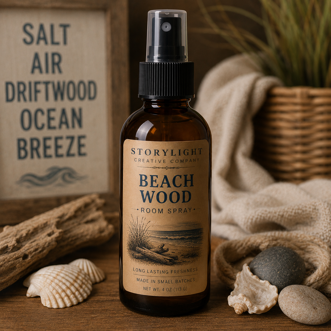 Beach Wood Room Spray 4oz | ROSE * JASMINE | Storylight Creative Co