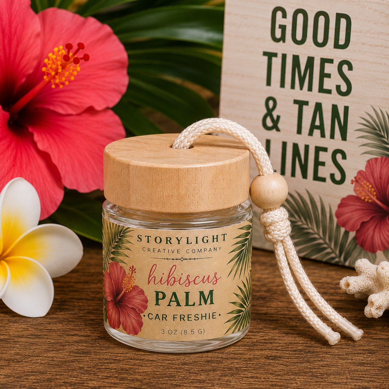 Hibiscus Palm Car Freshie .3oz | AGAVE * HONEYDEW | Storylight Creative Co