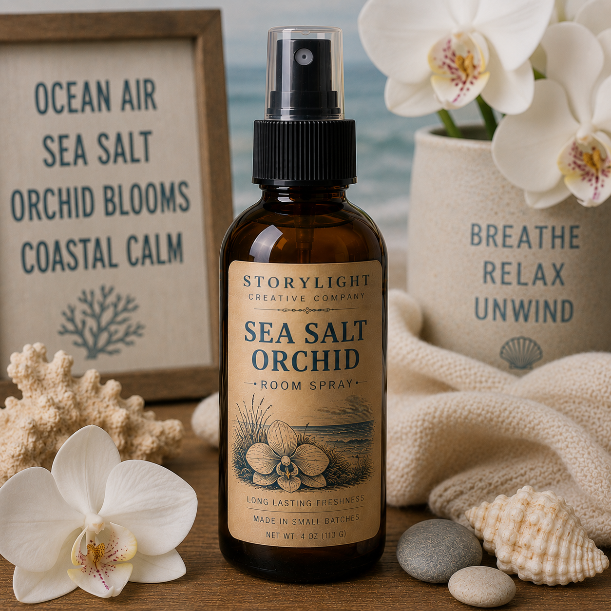 Sea Salt Orchid Room Spray 4oz | LILY * MANGO * SEA SALT | Storylight Creative Co