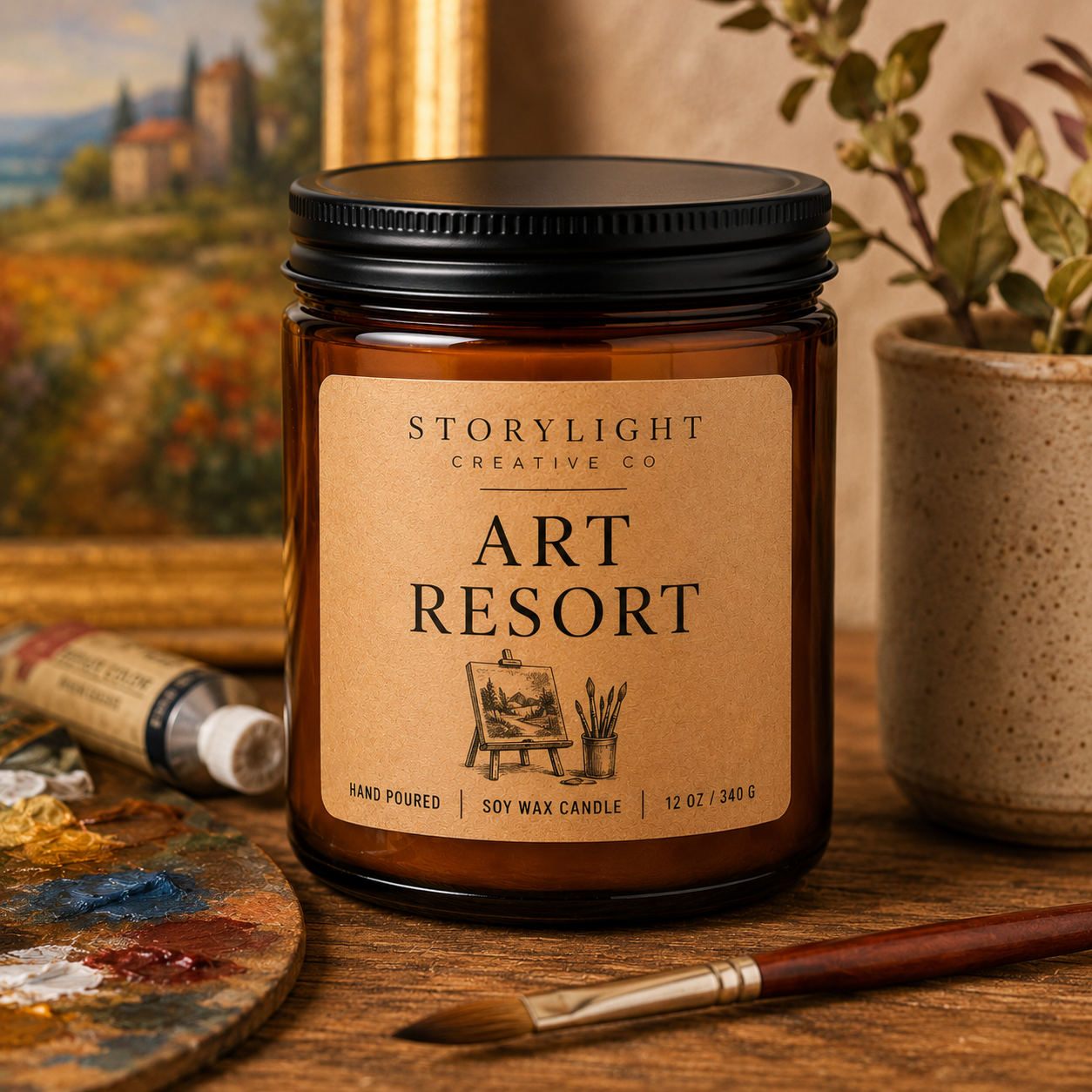 Art Resort Candle 9oz & 12oz | MANGO * PAPAYA | Soy Coconut Candle | Storylight Creative Co