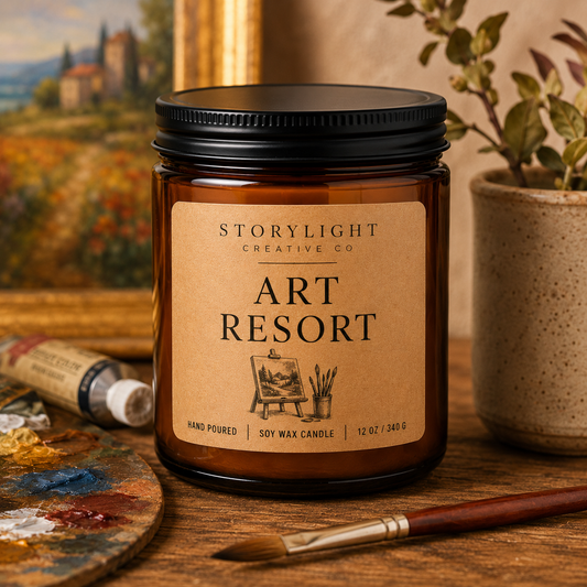 Art Resort Candle 9oz & 12oz | MANGO * PAPAYA | Soy Coconut Candle | Storylight Creative Co