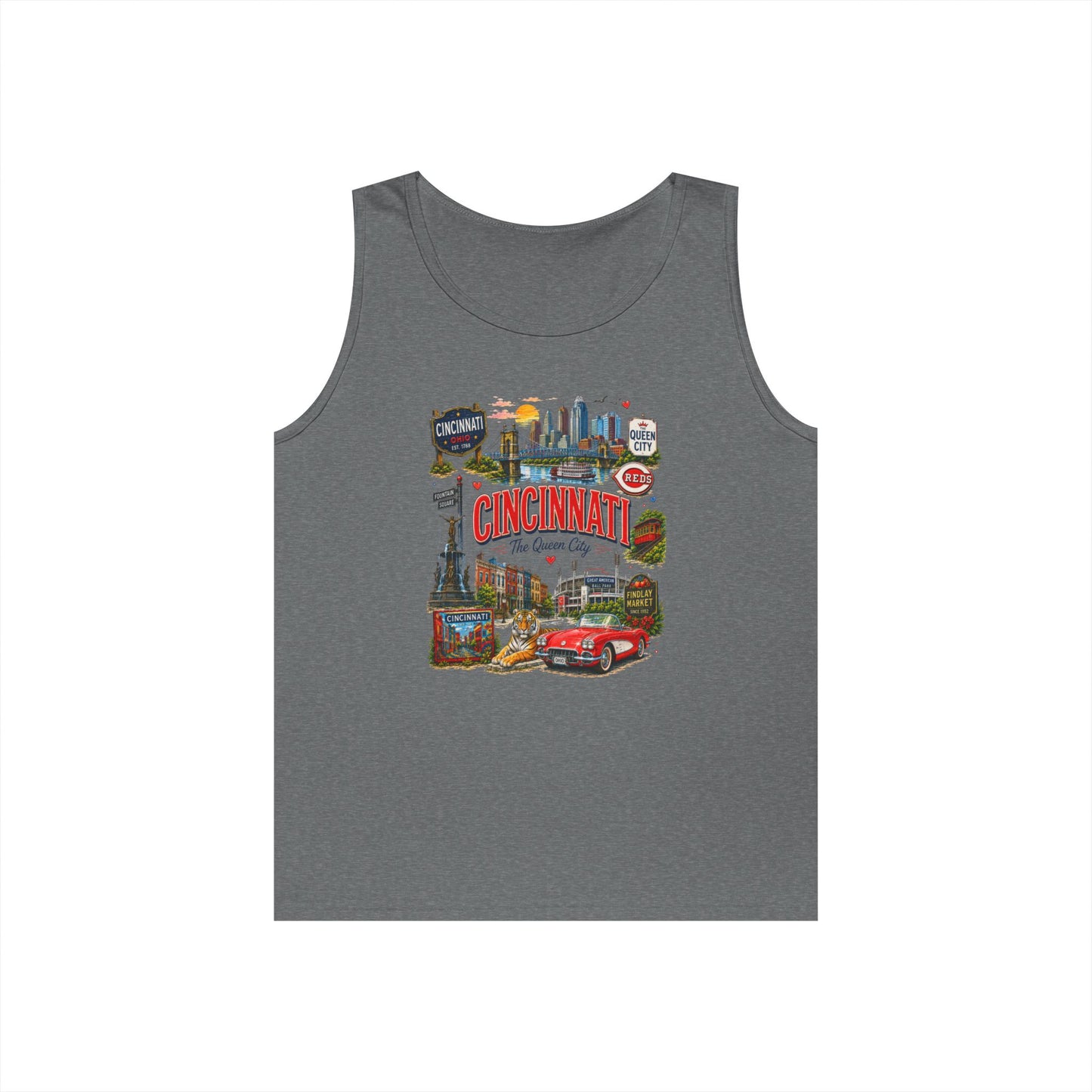 Cincinnati City Tour Tank Top — Retro Landmark Collage Tee