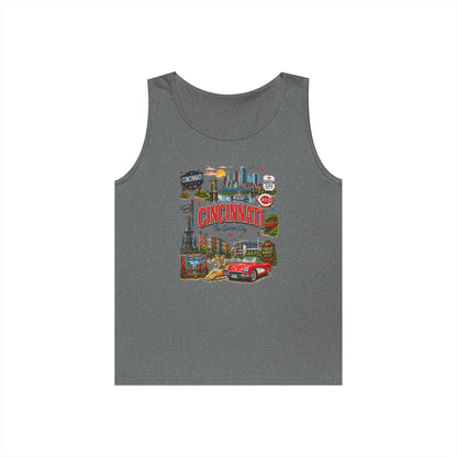 Cincinnati City Tour Tank Top — Retro Landmark Collage Tee