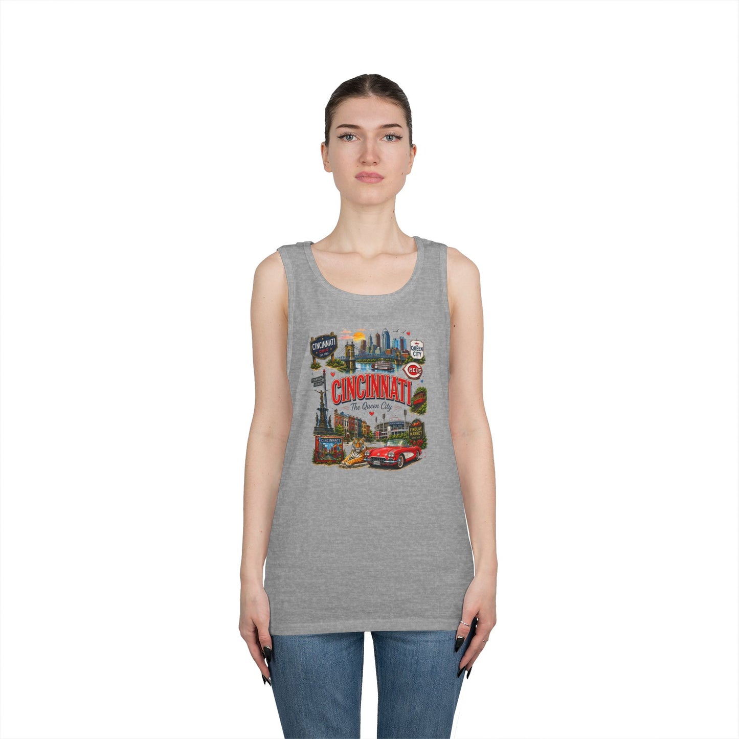 Cincinnati City Tour Tank Top — Retro Landmark Collage Tee