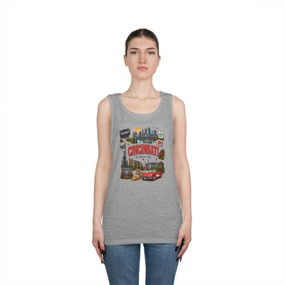 Cincinnati City Tour Tank Top — Retro Landmark Collage Tee