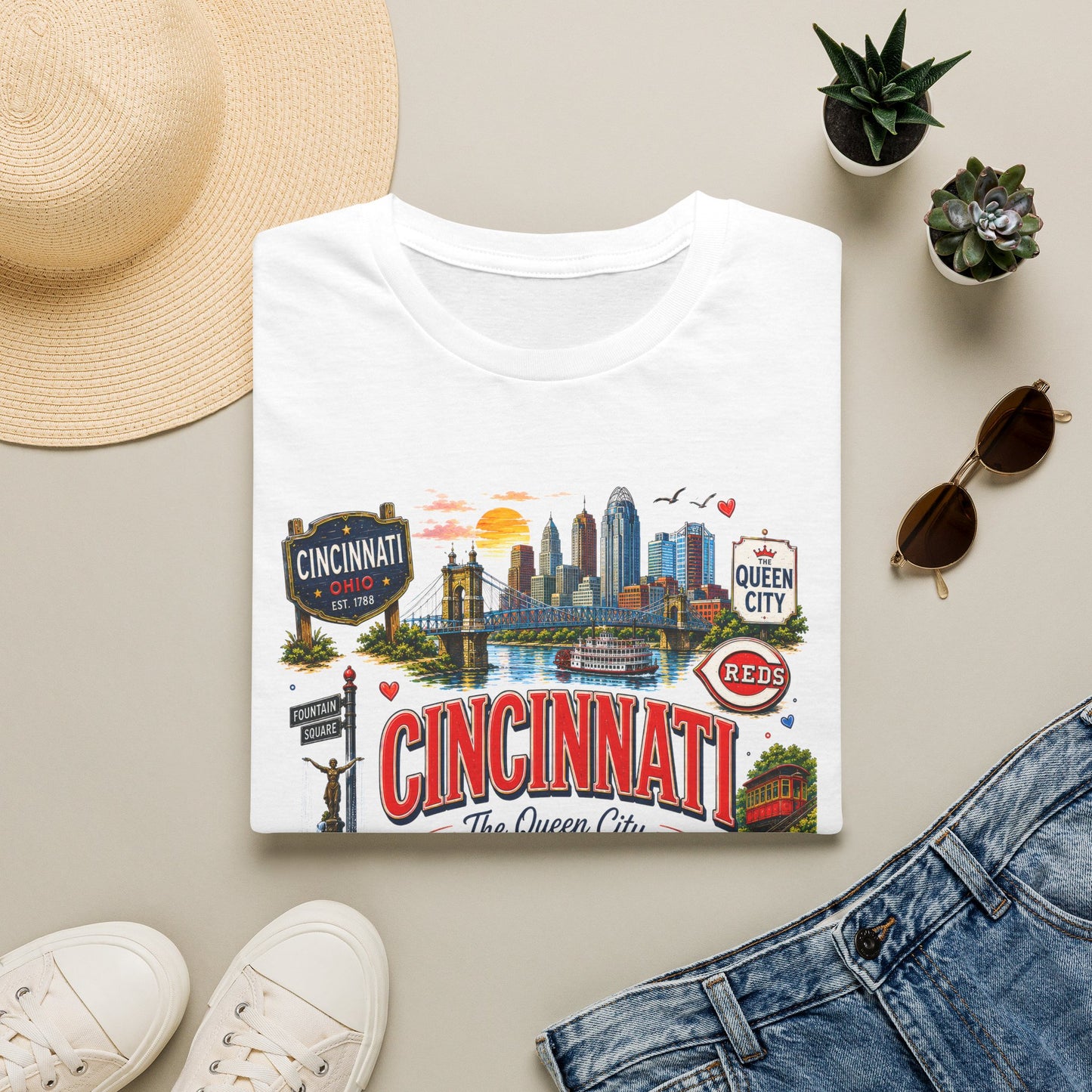 Cincinnati Vintage Skyline T-Shirt — The Queen City Collage