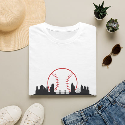 Cincinnati Skyline Baseball T-Shirt — City Skyline Baseball Tee