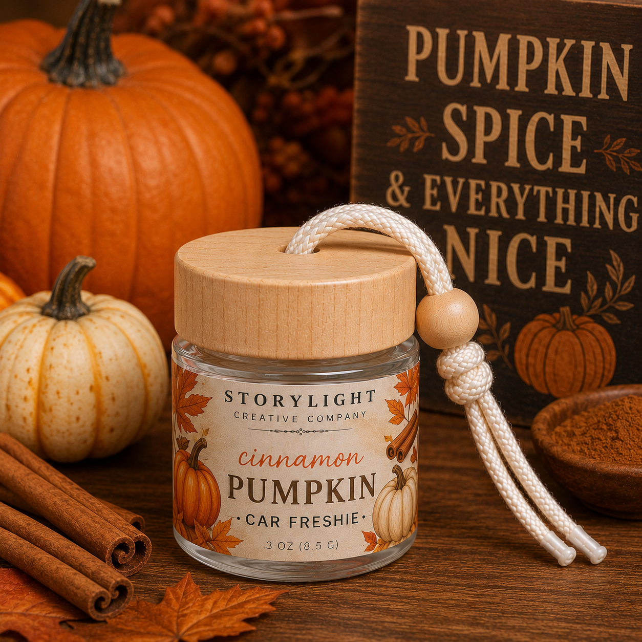 Cinnamon Pumpkin Car Freshie .3oz | SPICES * PUMPKIN | Storylight Creative Co