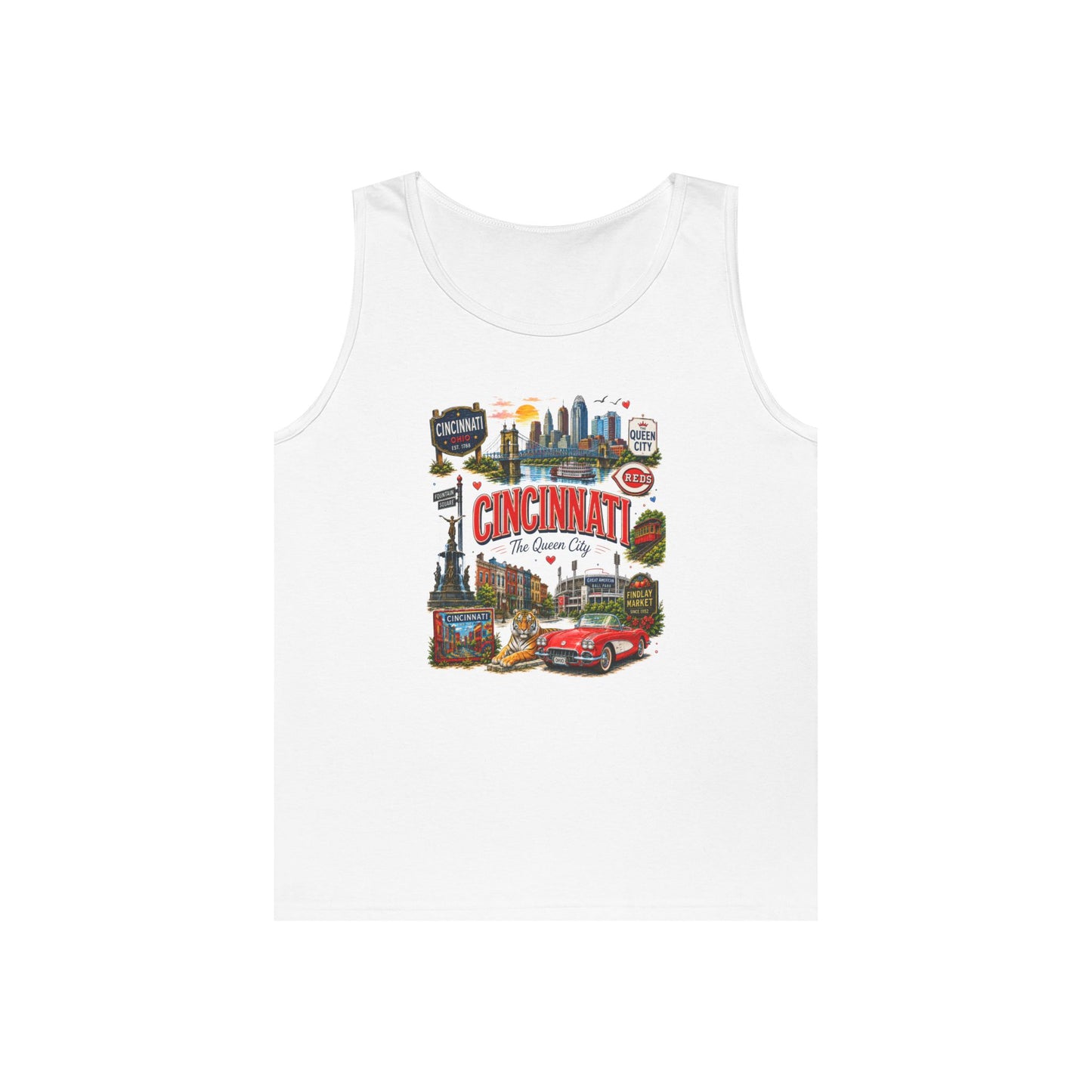 Cincinnati City Tour Tank Top — Retro Landmark Collage Tee