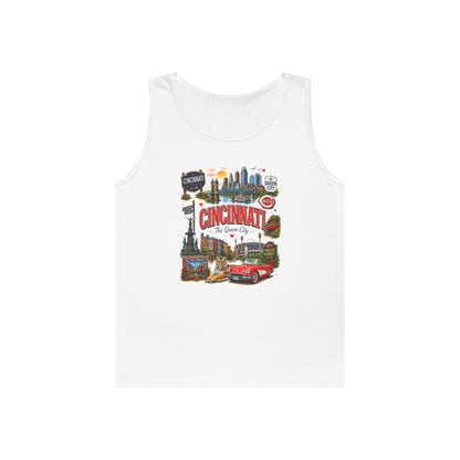 Cincinnati City Tour Tank Top — Retro Landmark Collage Tee