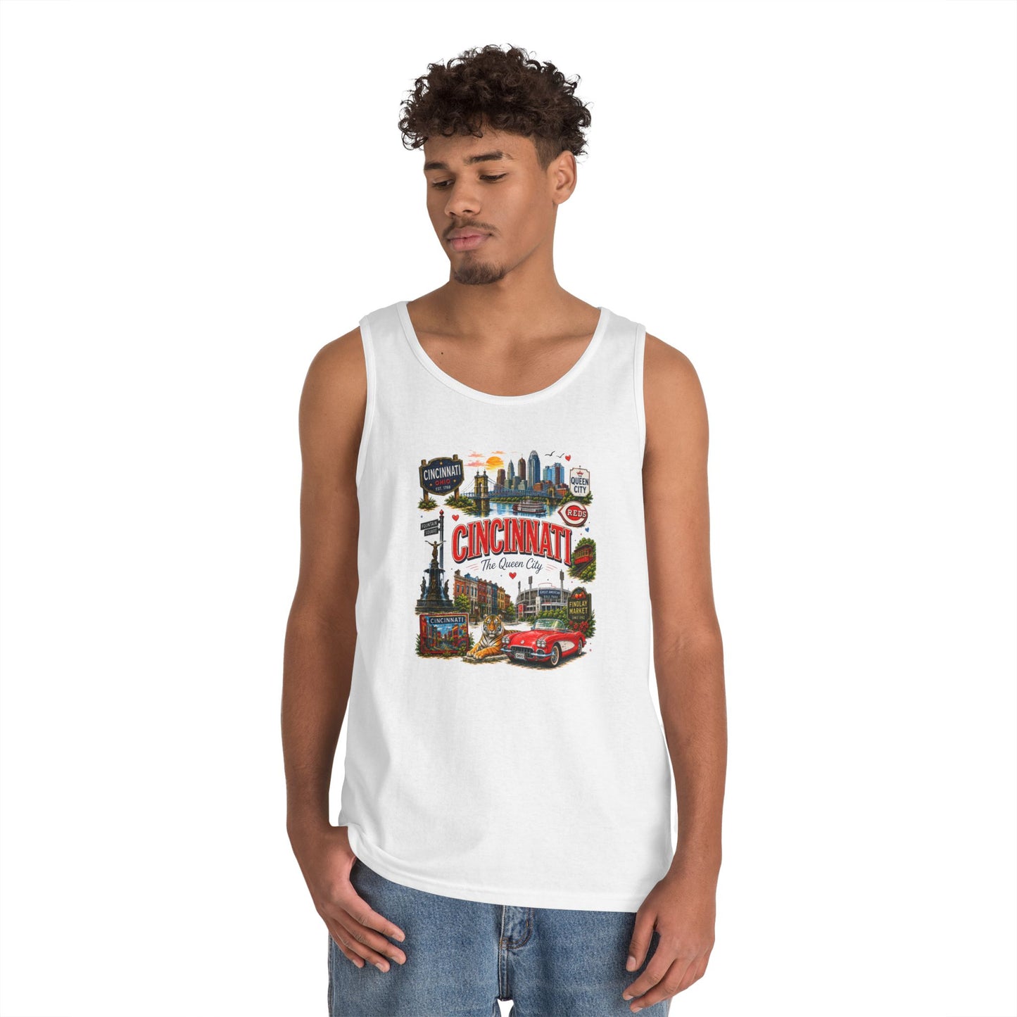 Cincinnati City Tour Tank Top — Retro Landmark Collage Tee