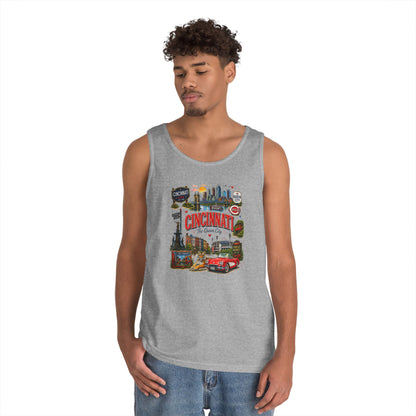 Cincinnati City Tour Tank Top — Retro Landmark Collage Tee