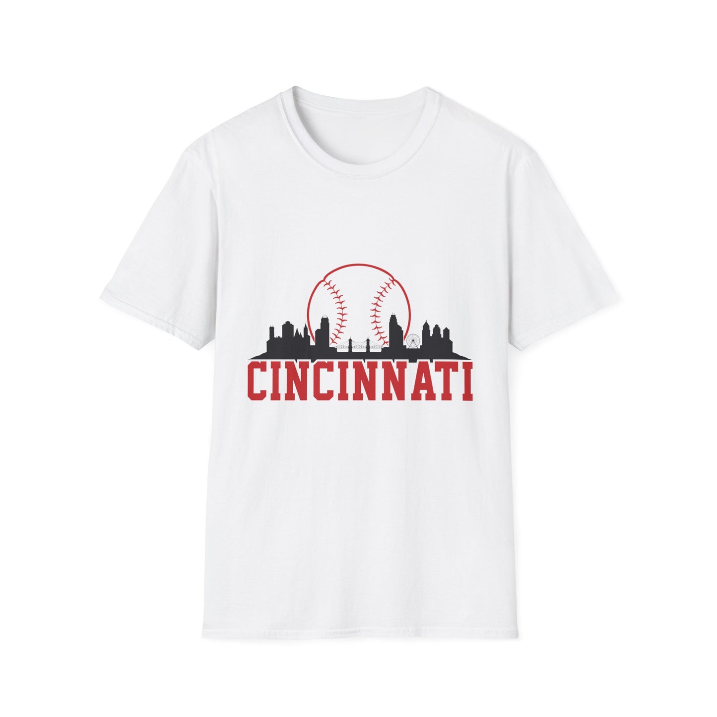 Cincinnati Skyline Baseball T-Shirt — City Skyline Baseball Tee