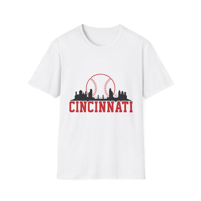 Cincinnati Skyline Baseball T-Shirt — City Skyline Baseball Tee