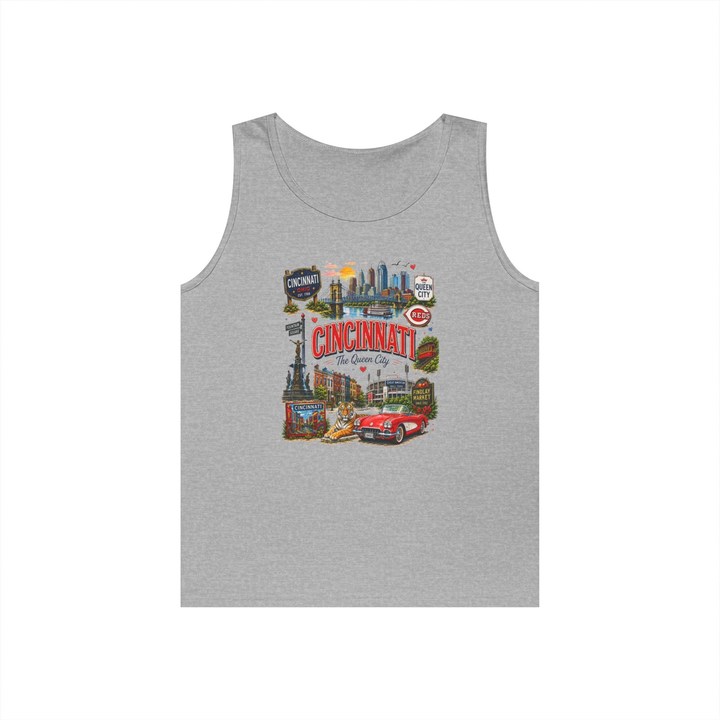 Cincinnati City Tour Tank Top — Retro Landmark Collage Tee
