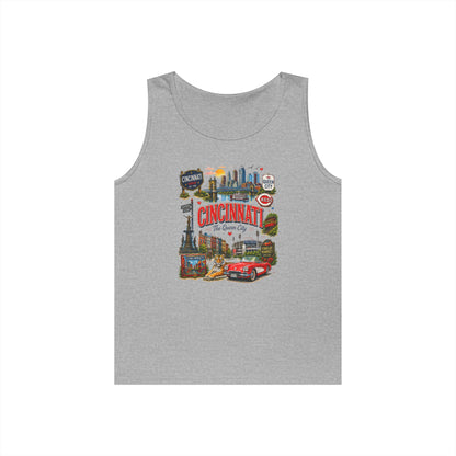 Cincinnati City Tour Tank Top — Retro Landmark Collage Tee