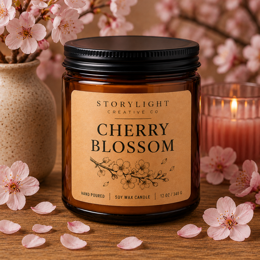 Cherry Blossom Candle 9oz & 12oz | FLORAL* CHERRY | Soy Coconut Candle | Storylight Creative Co