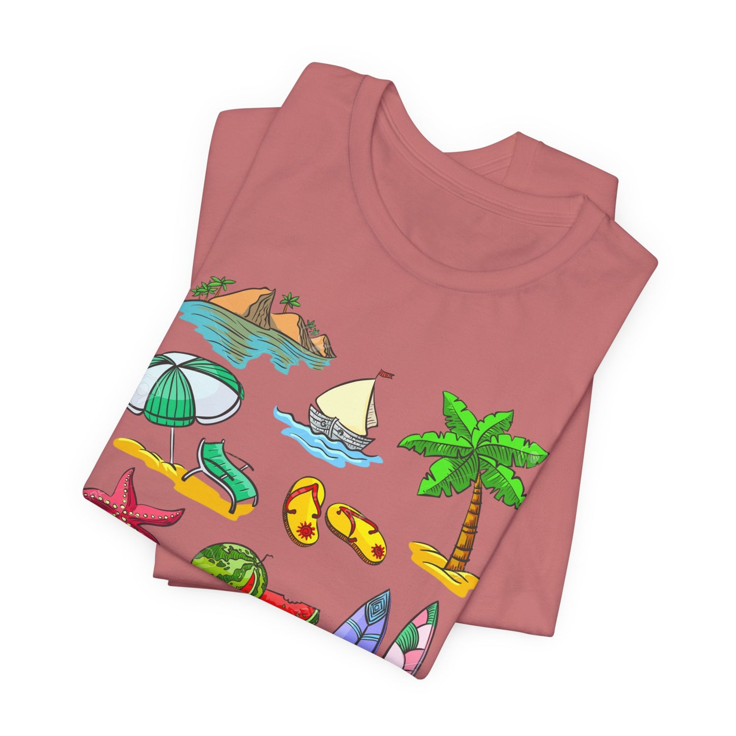 Summer Doodles T‑Shirt — Colorful Beach Graphic Tee