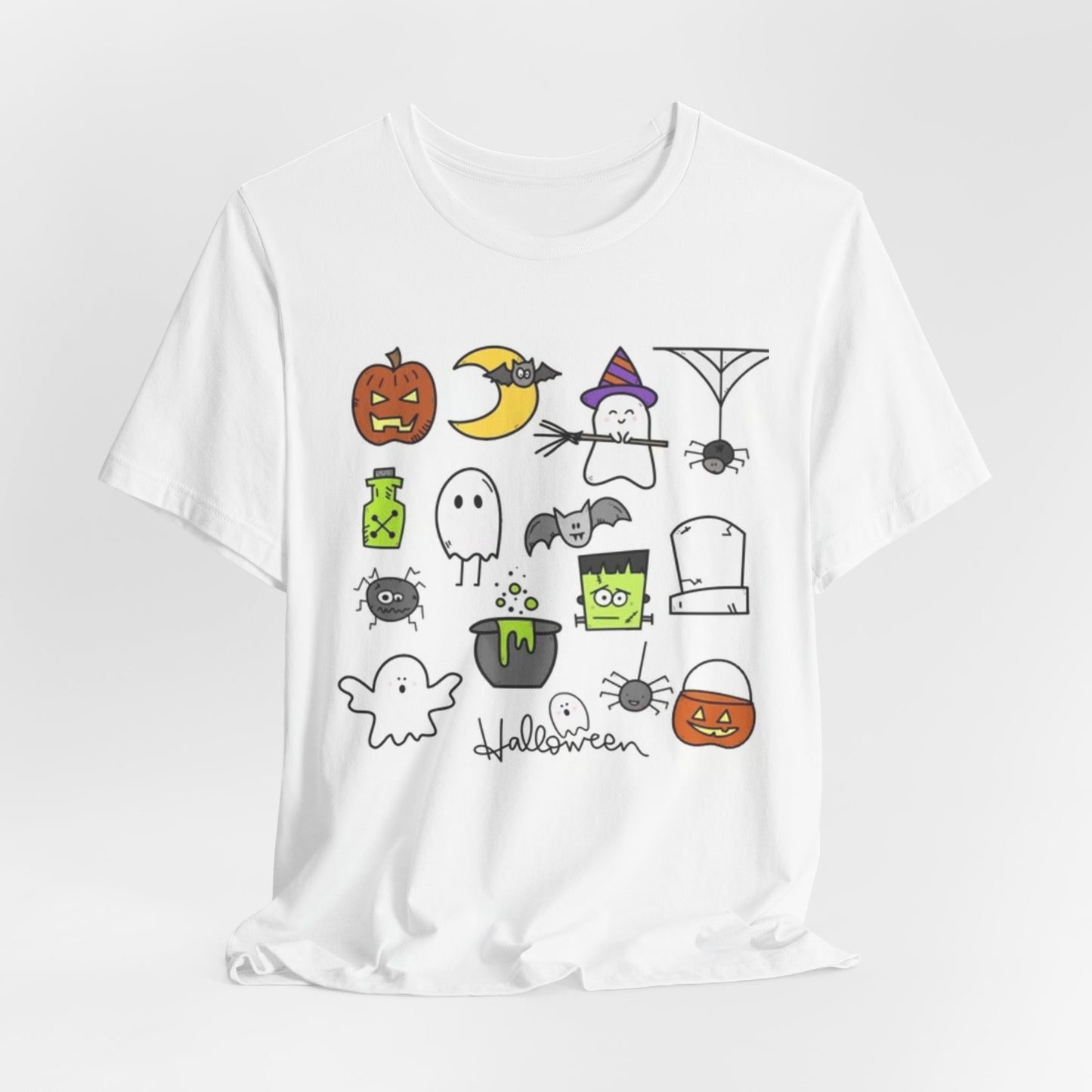 Halloween Doodle Tee — Cute Trick-or-Treat Ghosts, Pumpkins & Monsters Shirt