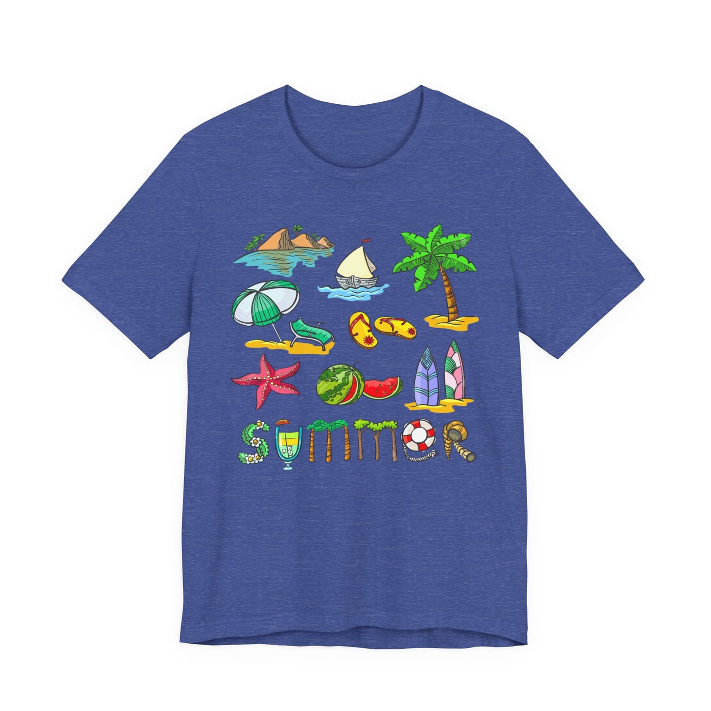 Summer Doodles T‑Shirt — Colorful Beach Graphic Tee