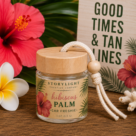 Hibiscus Palm Car Freshie .3oz | AGAVE * HONEYDEW | Storylight Creative Co