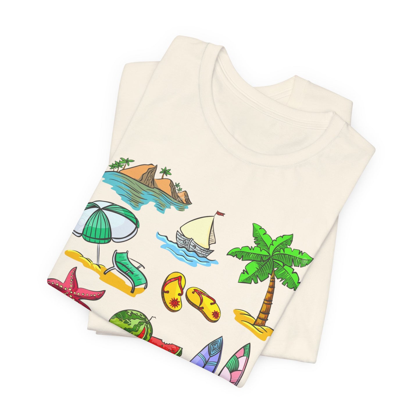 Summer Doodles T‑Shirt — Colorful Beach Graphic Tee