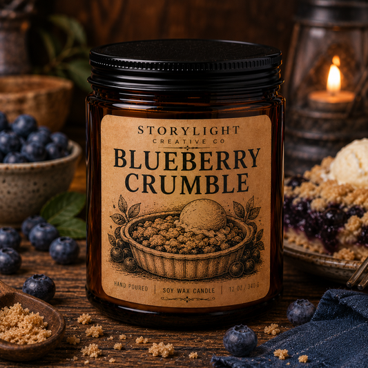 Blueberry Crumble Candle 9oz & 12oz | BLUBERRIES * MILK * BUTTER | Soy Coconut Candle | Storylight Creative Co