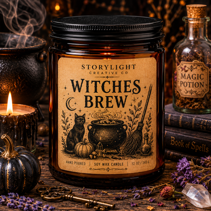 Witches Brew Candle 9oz & 12oz | PATCHOULI | Soy Coconut Candle | Storylight Creative Co
