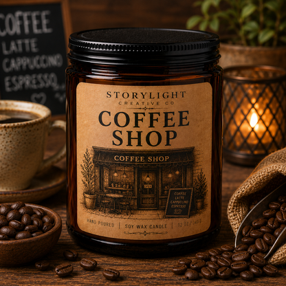 Coffee Shop Candle 9oz & 12oz | CAPPUCCINO * CREAM * MAPLE | Soy Coconut Candle | Storylight Creative Co