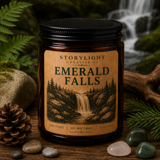 Emerald Falls Candle 9oz & 12oz | FLORAL * JUNIPER * BERRIES | Soy Coconut Candle | Storylight Creative Co
